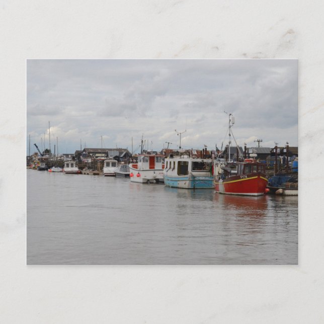 Båtar vid floden i Southwold Vykort (Framsida)