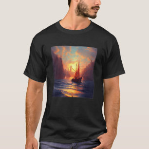 Båtar vid stranden vid sjön vid havet t shirt
