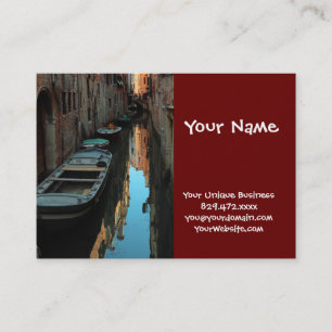 Båtar vid Vatten-Venedig-Italien Byggnad Visitkort