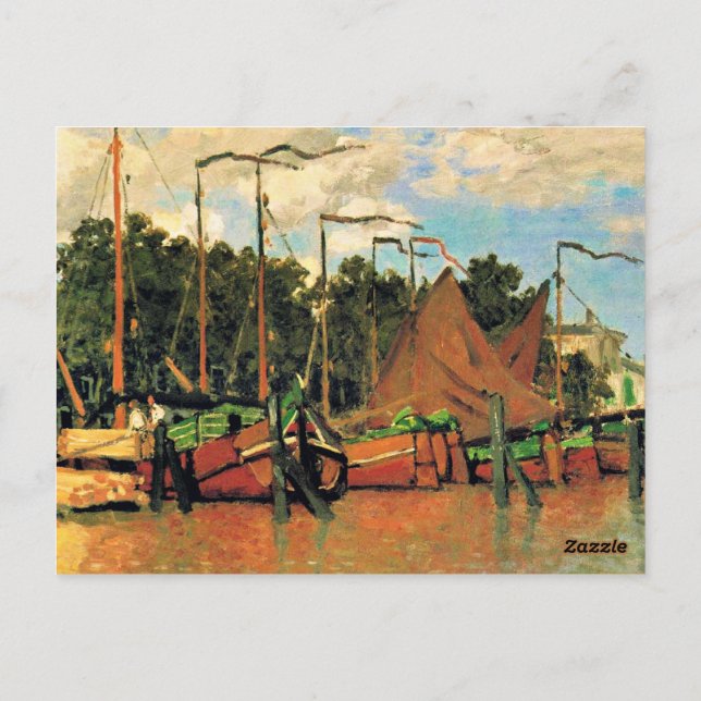 Båtar vid Zaandam av Claude Monet,  Vykort (Baksida)
