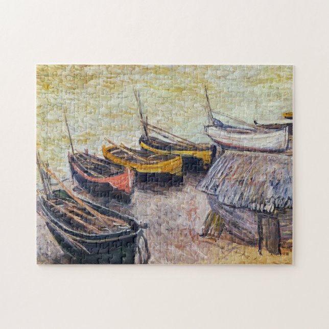 Båtarna på Beach Monet Fine Art Pussel (Horisontell)