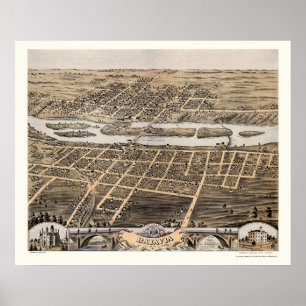 Batavia IL panorama- karta - 1869 Poster
