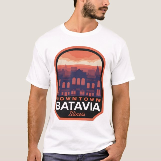 Batavia Illinois Historic Downtown T Shirt (Framsida)