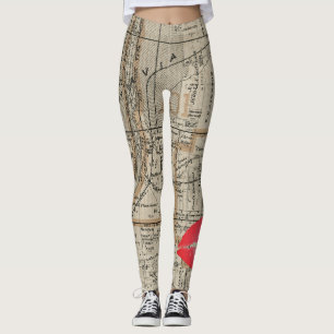 Batavia Illinois Plat Karta 1870 Fox River Valley Leggings