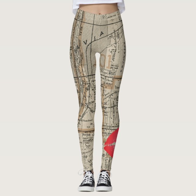 Batavia Illinois Plat Karta 1870 Fox River Valley Leggings (Framsida)