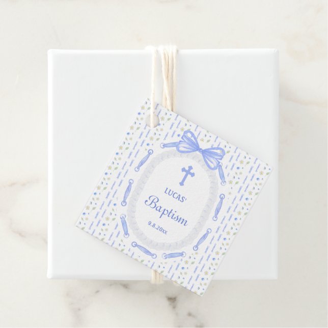 Båtband Ram Blommigt Baptism Gåvor Etiketter (På plats)