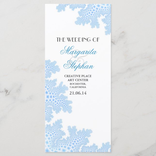 Båtbröllopsprogram med havskoraller program (Framsida)