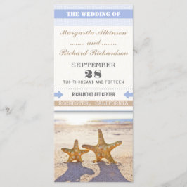 Båtbröllopsprogram med stjärnfiskpar program