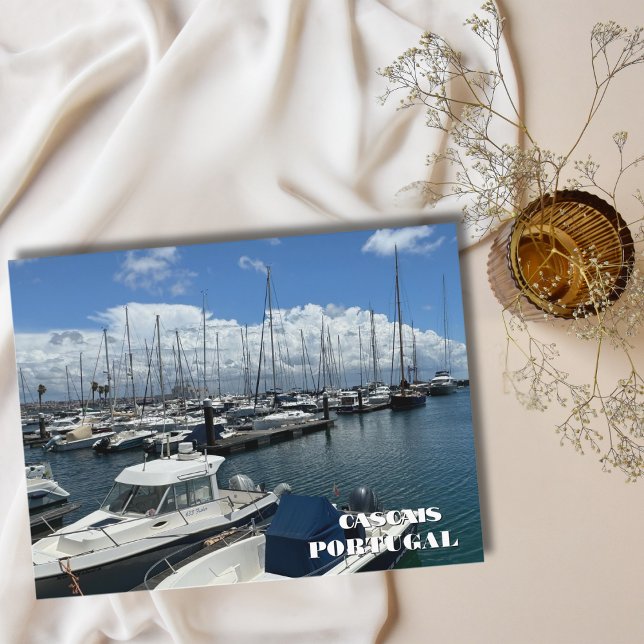 Båtbrygga i Cascais Portugal, Resefotografering Helg Vykort (Skapare uppladdad)