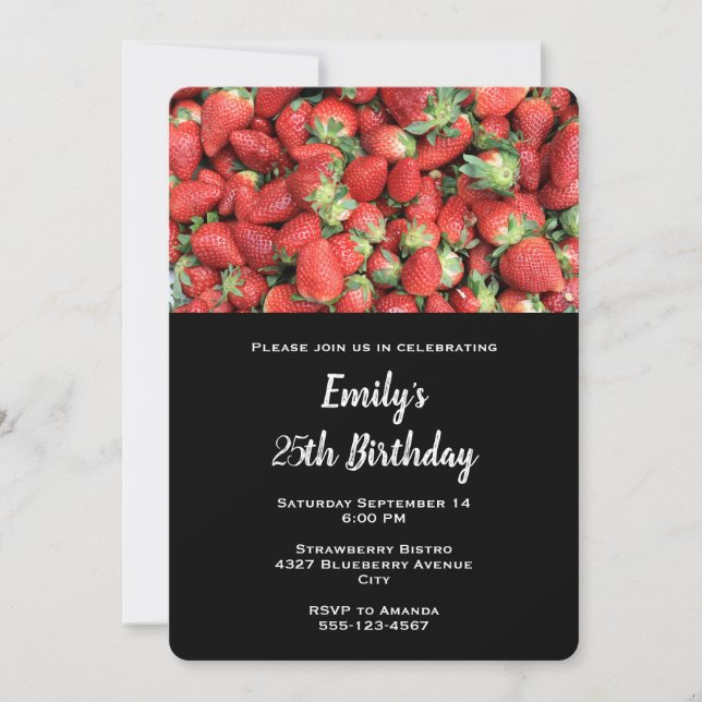 Batch av Red Juicy Strawbär Birthday Inbjudningar (Framsida)