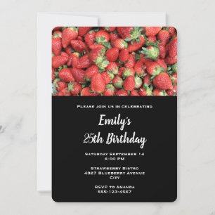 Batch av Red Juicy Strawbär Birthday Inbjudningar