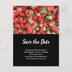 Batch av Red Juicy Strawbär Spara datum Inbjudan Vykort