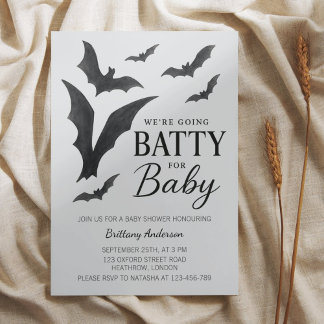 Batch för Baby Halloween Fladdermus Baby Shower Inbjudningar