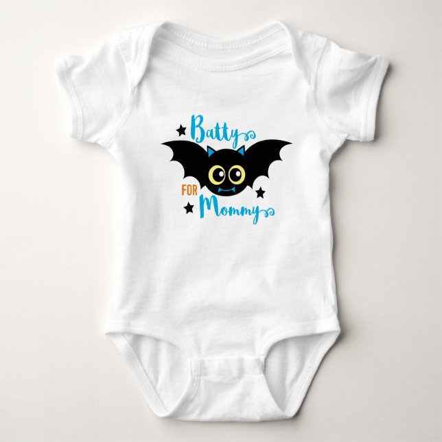 Batch för Mamma Cute 1st Halloween Blue Fladdermus T Shirt (Framsida)
