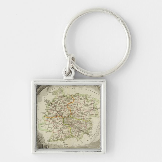 Batch och Garonne Fyrkantig Silverfärgad Nyckelring (Framsidan)