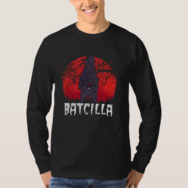 Batcilla Bat Blood Suction Halloween Scary Virus T Shirt (Framsida)
