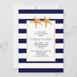 Båtdusch på Starfish och rand, bröllopsdusch på pa Inbjudningar