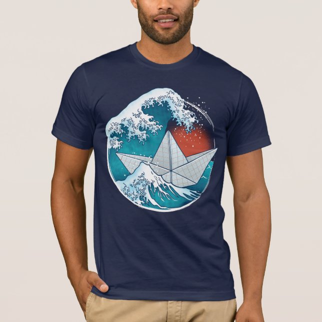 Bateau en papier et vagues t shirt (Framsida)