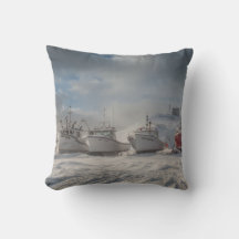 bateaux de pêche dans la neige