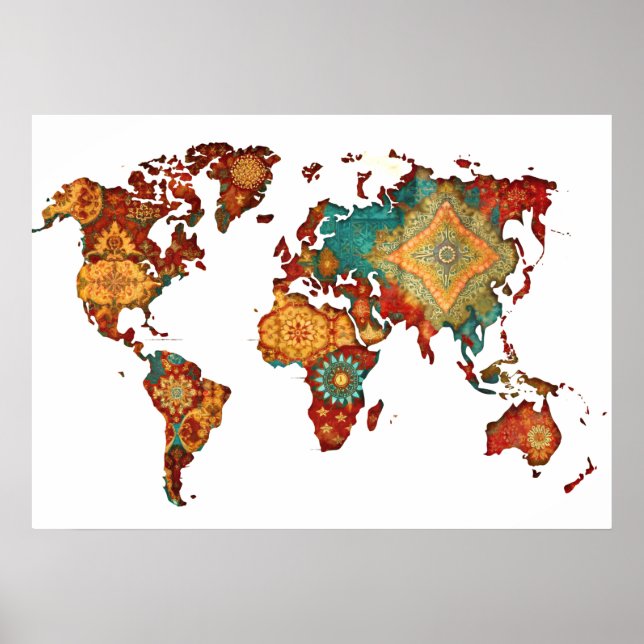 Bateek Wall Art World Map Poster (Framsidan)