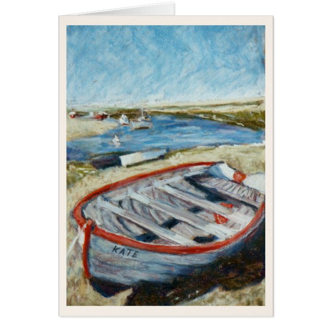 Båten vid Beach Hälsningskort (Framsidan)