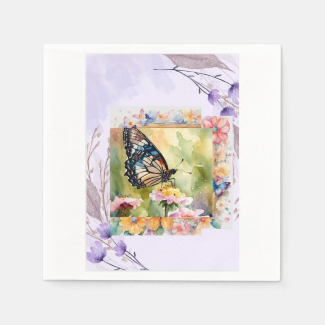 Baterfly ecru napkin pappersservett (Framsidan)