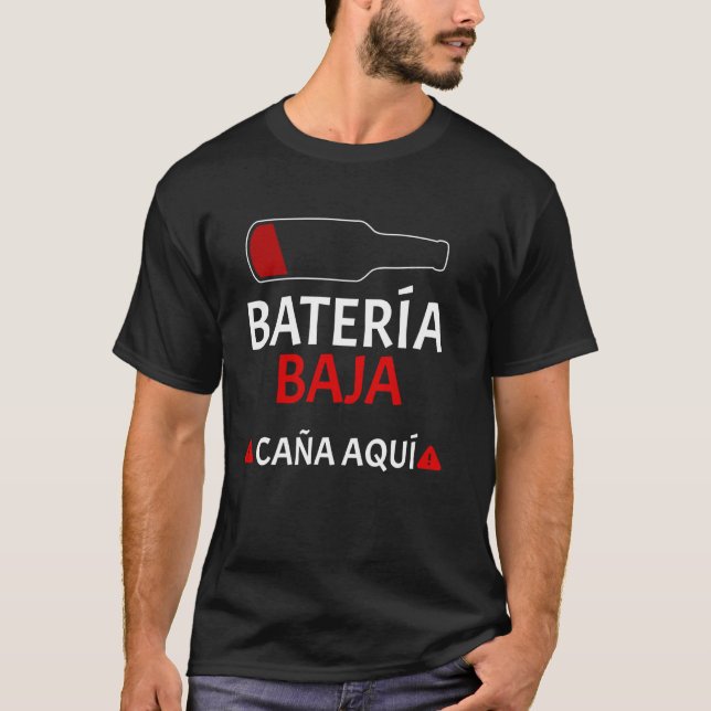 Batería Baja Cerveza Caña Aquí T Shirt (Framsida)