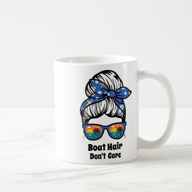 Båtfrisyr Bryr Sig Inte Om Rödig Bunt Strand Rolig Kaffemugg (Höger)