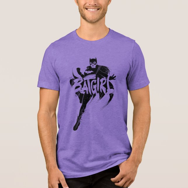 Batgirl Bläck Brush Namn T Shirt (Framsida)