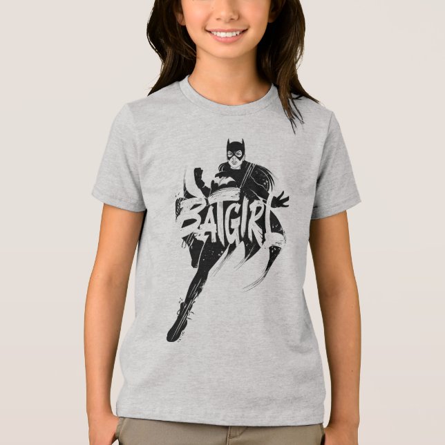 Batgirl Bläck Brush Namn T Shirt (Framsida)