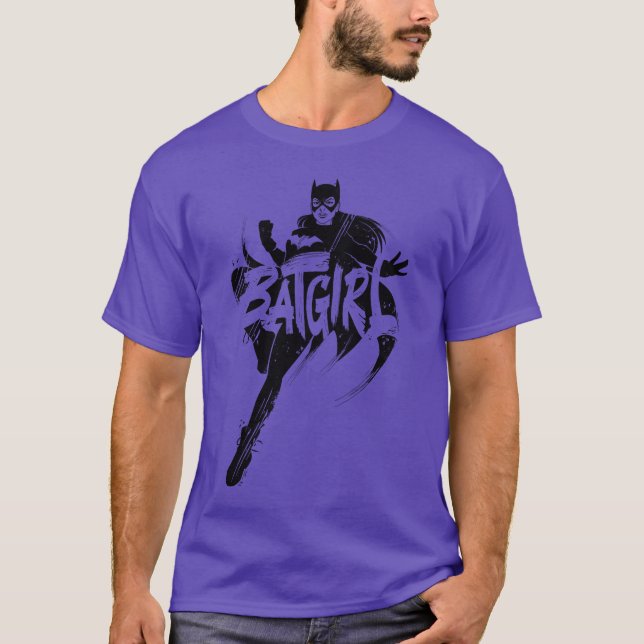 Batgirl Bläck Brush Namn T Shirt (Framsida)