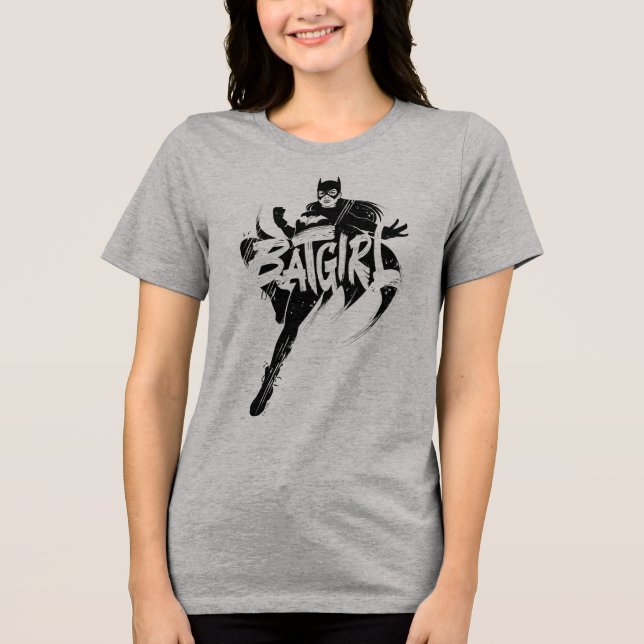 Batgirl Bläck Brush Namn T Shirt (Framsida)
