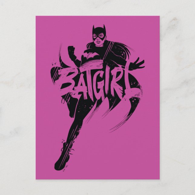Batgirl Bläck Brush Namn Vykort (Framsida)