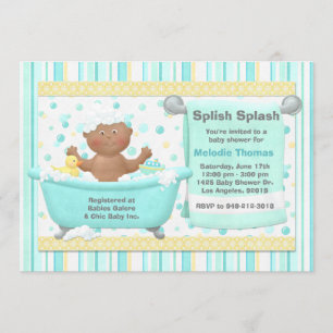 Bath Baby Shower-inbjudan till afrikanskt amerikan Inbjudningar