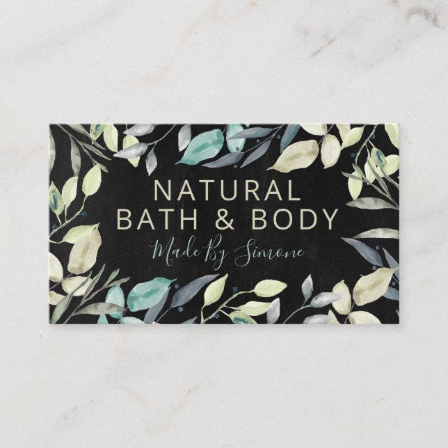 Bath Body Spa - handgjord av Greenery Black Chalkb Visitkort (Framsida)