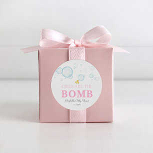Bath Bomb Girl Baby Shower Rubber Anka Runt Klistermärke