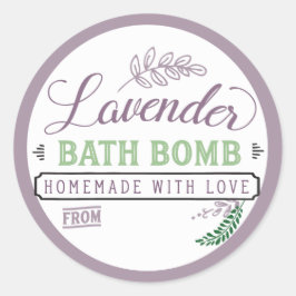 Bath Bomb Label Lavender Runt Klistermärke