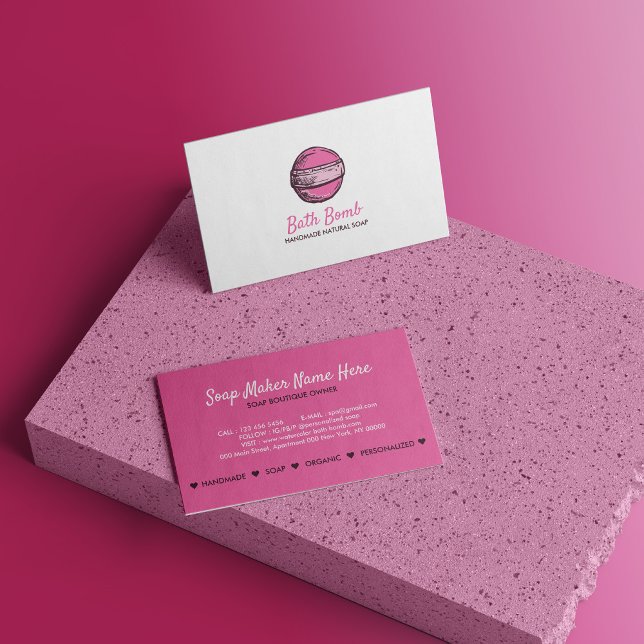 Bath Bomb Natural Soap Spa Circle Rosa Visitkort (Bath Bomb Natural Soap Spa Circle Pink Business Card)