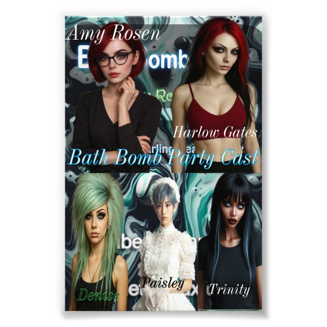 Bath Bomb Party Cast Print Fototryck (Framsidan)
