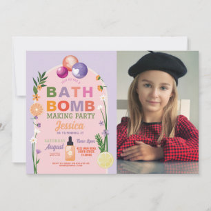Bath Bomb Skapar Crafts Birthday Photo Inbjudningar