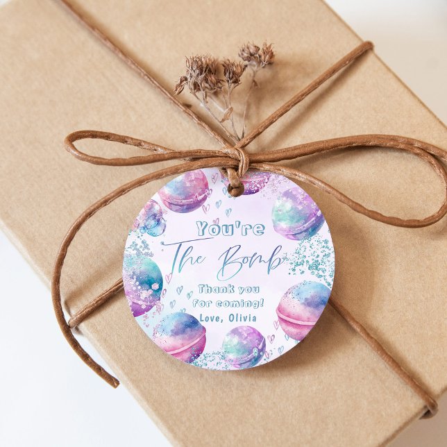 Bath-bomben skapar födelsedagsfest tack gåvor etiketter (Skapare uppladdad)