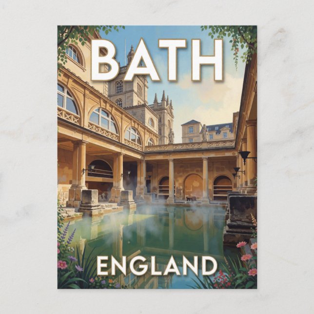 Bath England Romerska bad Scene   Vykort (Framsida)