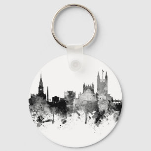 Bath England Skyline Cityscape Black White Nyckelring