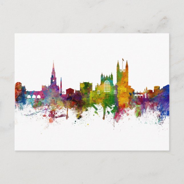 Bath England Skyline Cityscape Vykort (Framsida)