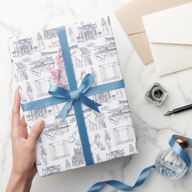 Bath, England Toile stil mönster, Jane Austen Presentpapper (Gifting)