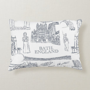 Bath, England Toile stil mönster, Jane Austen Prydnadskudde