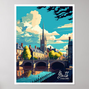 Bath England Vintage Berömd Travel Ställe Poster