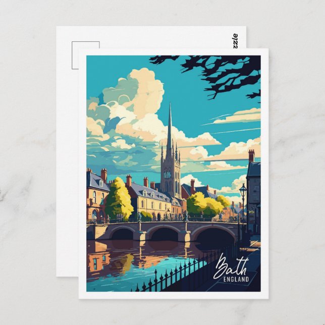 Bath England Vintage Berömd Travel Ställe Vykort (Fram/baksida)