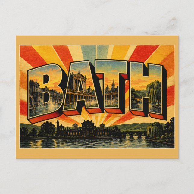 Bath England Vintage Resa Konst Vykort (Framsida)