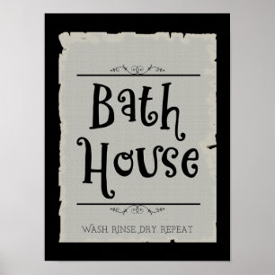 Bath House Lavatory Tvättar Skölj Torkning Upprepa Poster